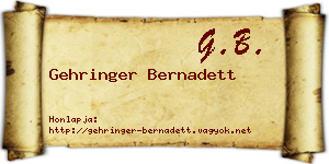Gehringer Bernadett névjegykártya